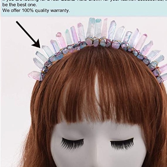 Crystal Quartz Tiara Mermaid Crown Headband (Full Crown-03) main image 5